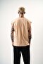 Men's Basic Zero Sleeve Oversize T-Shirt Beige - 3