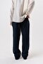 Men's Muslin Fabric Baggy Trousers Navy Blue - 4