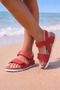 Daily Unisex Children's Red Sandals with Velcro at the Ankle, Adjustable Thick Sole, Comfortable Shoes 316