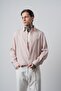 Men's Embroidery Detailed Striped Long Sleeve Oversized Shirt Pink
