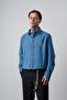 Men's Res Embroidered Long Sleeve Linen Oversized Shirt Petrol