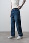 Men's Patterned Baggy Jeans Navy Blue - 3