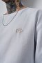 Men's R Embroidered Fakir Sleeve Muslin Oversized T-Shirt White - 5