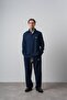 Men's R Embroidered Long Sleeve Muslin Oversized Shirt Navy Blue - 7