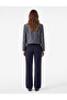 High Waist Regular Fit Wide Leg Trousers with Metal Button Accessories and Pockets - 3