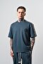 Men's Regular Fit T-Shirt with Stripe Detail Petrol