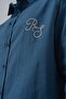 Men's Res Embroidered Long Sleeve Linen Oversized Shirt Petrol - 6
