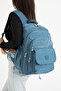 Crinkle Fabric Water Resistant Large Size Turquoise Blue Clinker Backpack/Laptop Travel School Bag - 2