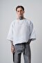 Men's R Embroidered Fakir Sleeve Muslin Oversized T-Shirt White