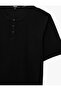 Regular Fit Hakim Collar Short Sleeve Cotton Buttoned T-Shirt - 7