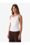 Slim Fit Draped Viscose Degaje Collar Sleeveless Blouse with Metal Accessories - 2