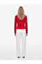 Cotton Slim Fit Corset Detailed Boat Neck Long Sleeve T-Shirt - 4