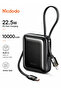 Mini Power Bank 10000mAh, Built-in USB-C and Lightning Cable, 22.5W PD Fast Charging, 3 Ports