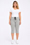 Women's Gray Large Size Side Pocket Tracksuit Capri 65n35869 - 7