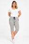 Women's Gray Large Size Side Pocket Tracksuit Capri 65n35869 - 4