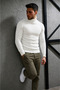 Men's Slim Fit Turtleneck Knitwear Sweater Necklace - 4