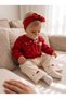 Strawberry and Rabbit Collar Detailed Muslin Set with Polka Dot Trousers New Season - 3