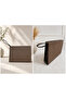 Wicker Model Zipper Detailed Brown Handbag with Leather Handles