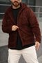 Unisex Bitter Brown Plush Fleece Cardigan - 5