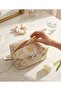 Beige Daisy Patterned Makeup Bag & Travel Bag