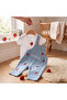 Strawberry Embroidery Knitted Denim Fabric Salopet and Strawberry Printed Tshirt 2-Piece Set - 2