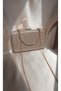 Women's Gold Laser Fabric Stylish Evening Dress Portfolio Bag with Extra Chain and Detachable Handle - 4