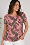 Leaf And Flower Printed Oil Wash T-shirt Light Pink