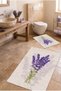 Lavender Patterned Non-Slip Base Bathroom Mat Set 60X90 and 60X40 - 2