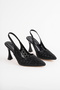 Women's Black Stone Stiletto Heeled Evening Dress & Bridal Shoes - 4