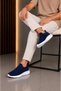 Laceless Knitwear Sports Shoes-Navy Blue-White - 4