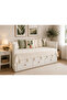 Tasseled Nordic Hemnes Divan Cover Knitted Pique, Bedspread Ecru