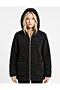 Hooded Front-Pocket Velboa Velvet Laminated Plush Coat