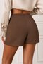Women's Brown High Waist No-Show Woven Fabric Shorts Summer Comfortable Fit - 2