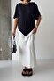 Crep Women's Viscose Fabric Draped Bat Sleeve Asymmetrical Loose T-Shirt - 6