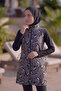 Fully Covered 3-Piece Patterned Hijab Swimsuit with Adjustable Waist and Elastic Zipper