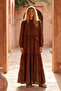 Lace-Up Dress with Ruffle Detail on the Front 330353 Brown - 3