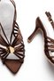 Taran Brown Satin Open Toe Buckle Detailed Caged Women's Heeled Shoes - 5