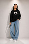 Women's to Fill Ribbon Bow Printed Comfortable Fit Crew Neck Black Sweatshirt - 2