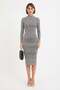 Houndstooth Patterned High Neck Dress