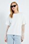 Crew Neck T-Shirt with Lace Detail on Sleeves
