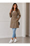 Women's Patterned Lined Belted Double-Breasted Buttoned Trench Coat - 2