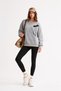 Women's Black Ribbon Detail Printed Comfortable Fit Crew Neck Gray Sweatshirt - 2