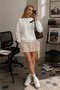 Women's Black Ribbon Detail Printed Comfortable Fit Crew Neck White Sweatshirt - 3