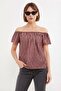 Houndstooth Patterned Madonna Collar Blouse