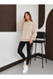 Women's Crew Neck Comfortable Wool Blend 2Nd Product 1 Tl Beige Sweatshirt - 3