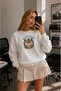 Women's Wild Flowers Special Design Printed Comfortable Fit Crew Neck White Sweatshirt - 4