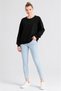 Women's Crew Neck Comfortable Wool Two-Thread Black Sweatshirt - 2