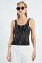 Stone Embellished Thick Strap Slim Fit Blouse - 2