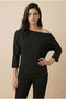 Women's Casual Black Boat Neck Blouse - 2