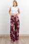 Women's Summer Burgundy Linen High Waist Trousers 30289 - 5